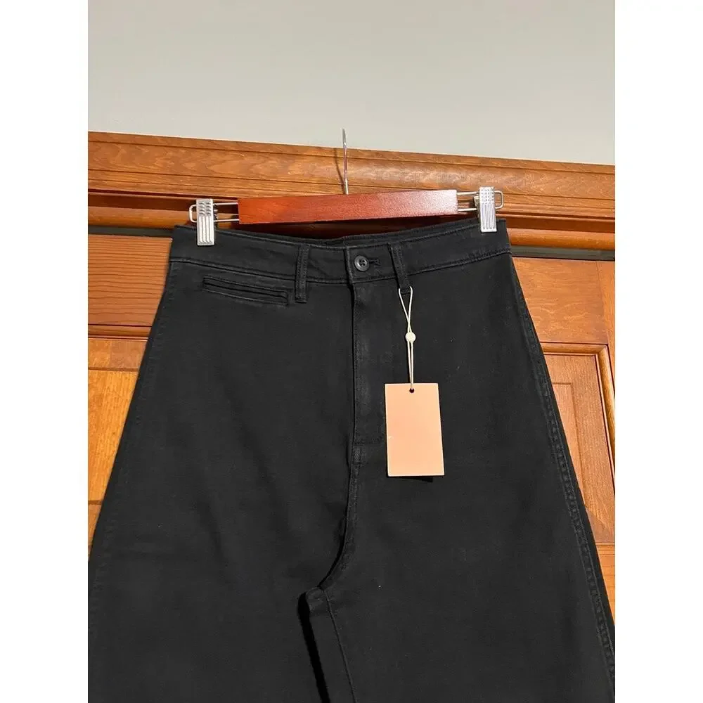 NWT Quince Women's Organic Stretch Cotton Twill Wide-Leg Crop Pants Black SZ 27 - Picture 3 of 14